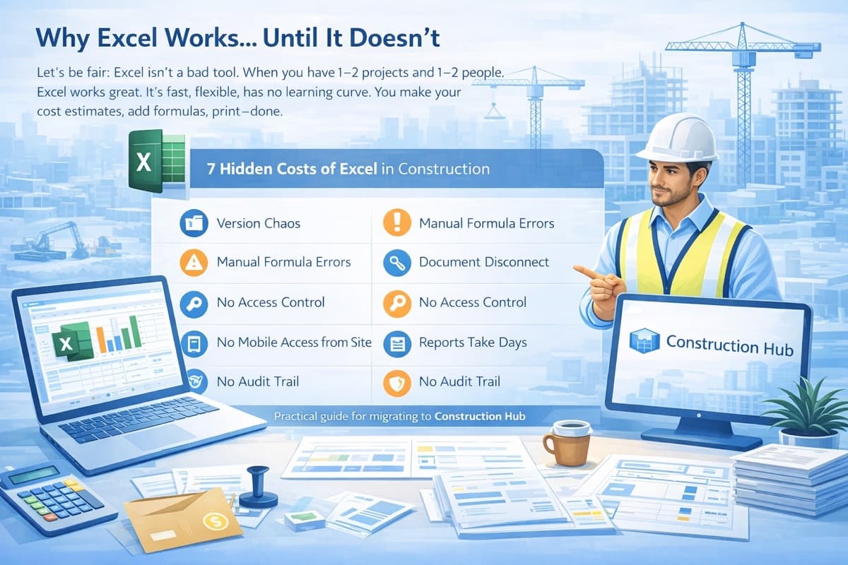 Construction Hub vs Excel — защо специализираният софтуер печели